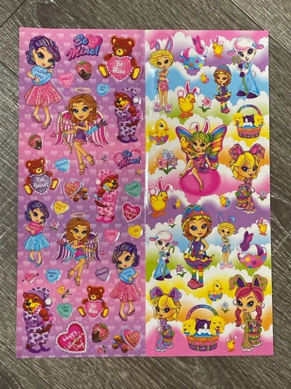 Vintage Lisa Frank Stickers Valentine Hearts Fairy Lamb Girls Rare Unused 2 Pack